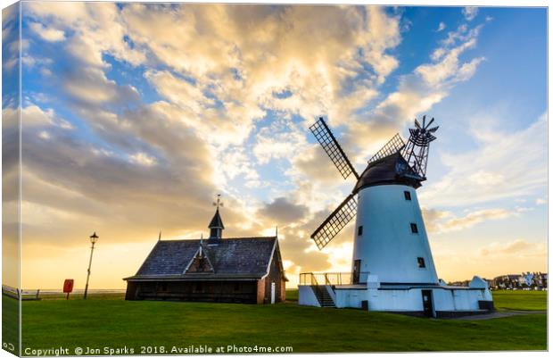 Windmill and Old Lifeboat House Canvas Print by Jon Sparks