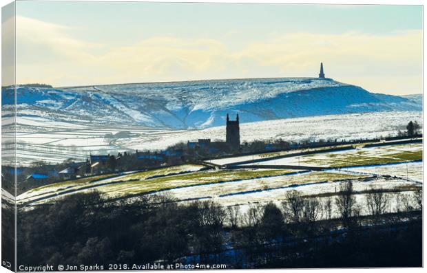 Heptonstall Church and Stoodley Pike Canvas Print by Jon Sparks