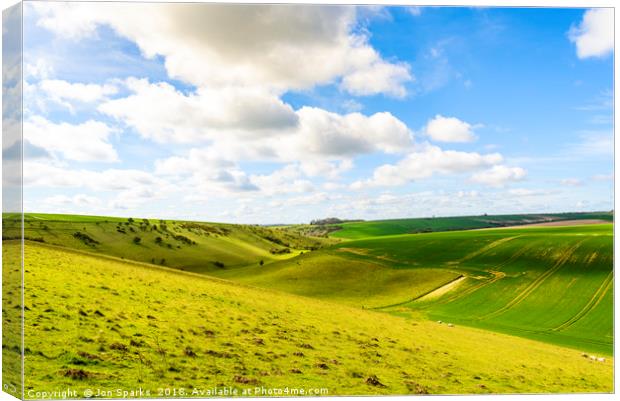 Lang Dale and North Dale, Yorkshire Wolds Canvas Print by Jon Sparks