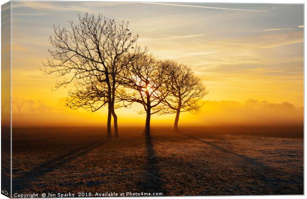 Mist and frost near Garstang 1 Canvas Print by Jon Sparks