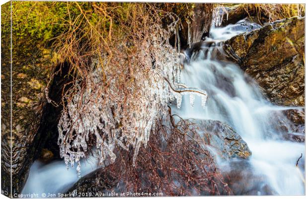Selside Beck Icicles Canvas Print by Jon Sparks