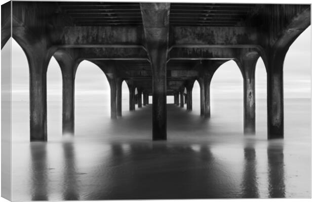 Under the pier at Boscombe Beach Canvas Print by Anthony Hart