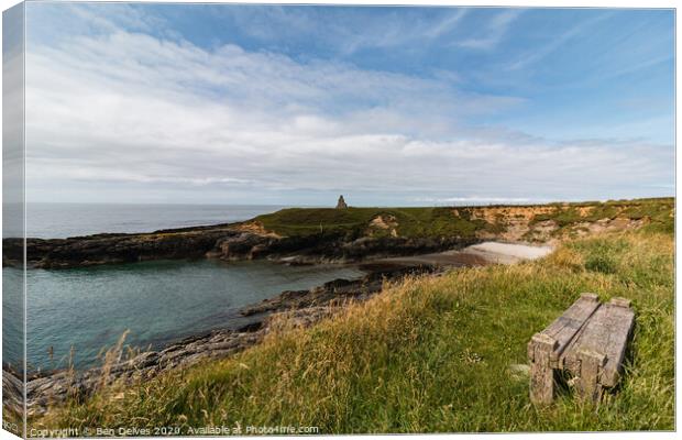 A bench at the clifftop Canvas Print by Ben Delves
