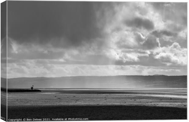 Rainfall over Wales from West Kirby Canvas Print by Ben Delves