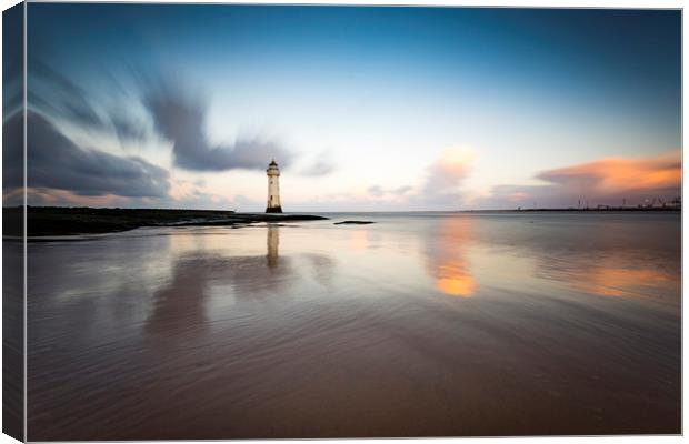 New Brighton lighthouse at sunrise Canvas Print by Lukasz Lukomski