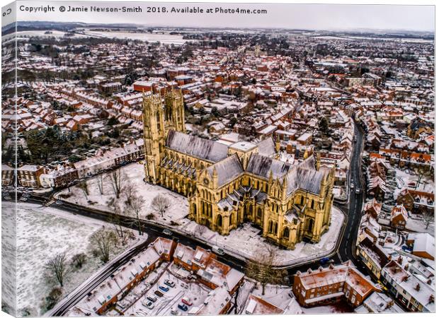 Beverley Minster in the Snow Canvas Print by Jamie Newson-Smith