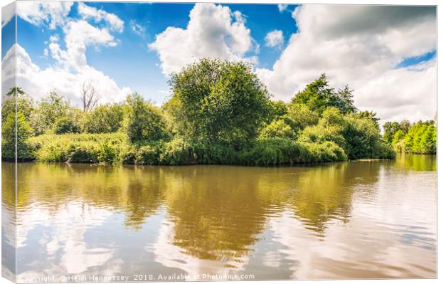 Norfolk Broads Trees in Reflection  Canvas Print by Heidi Hennessey