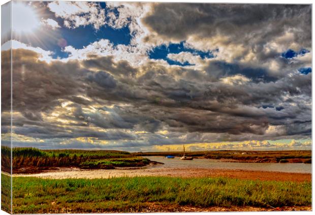 Moody Skies over Brancaster Staithe Canvas Print by Heidi Hennessey
