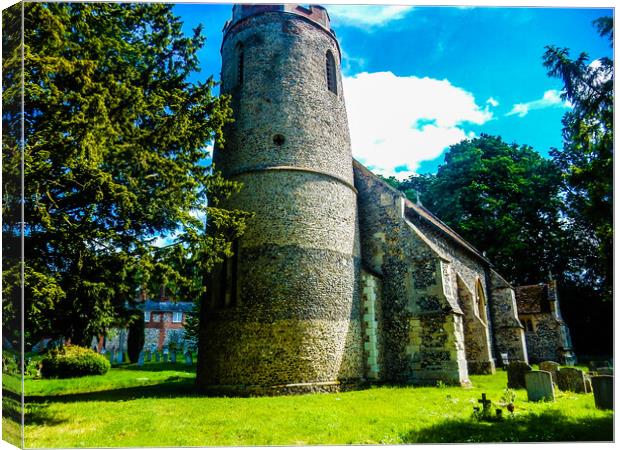 Majestic Bartlow Church in Cambridgeshire Canvas Print by Simon Hill