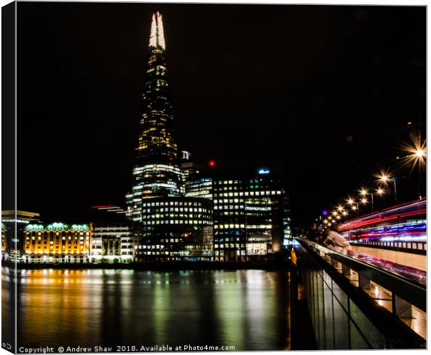 The Shard at Night Canvas Print by Andrew Shaw