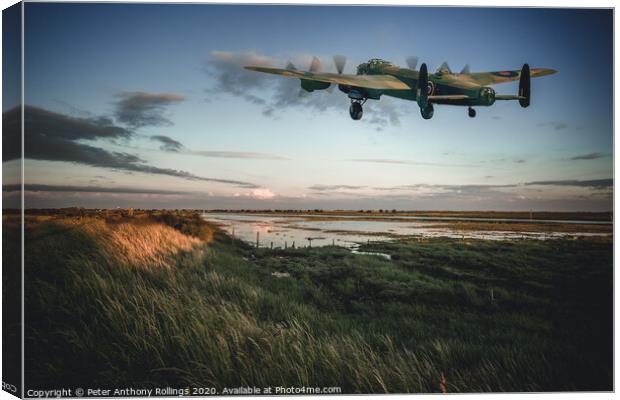 Lancaster Over Fishtoft Canvas Print by Peter Anthony Rollings