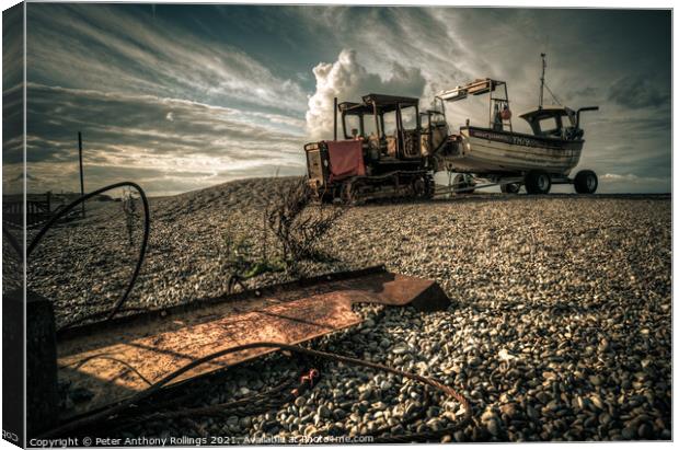 Weybourne Boat Tractor Canvas Print by Peter Anthony Rollings