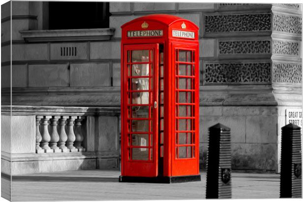 Red Phone Box London oil painting effect Canvas Print by Tony Swain