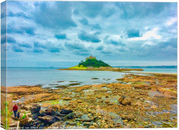 Low tide at Saint Michael’s Mount  Canvas Print by Ian Stone