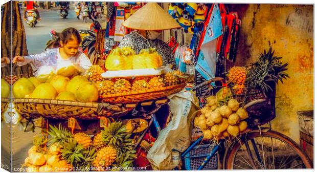 Colourful Hanoi Market Bike Canvas Print by Ian Stone