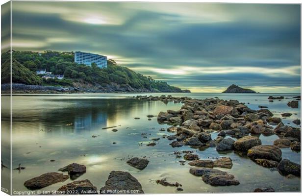 Thatcher Rock from Meadfoot beach  Canvas Print by Ian Stone