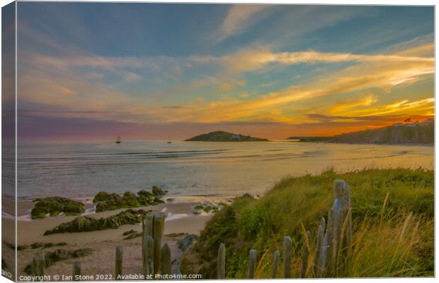 Majestic Sunset over Burgh Island Canvas Print by Ian Stone
