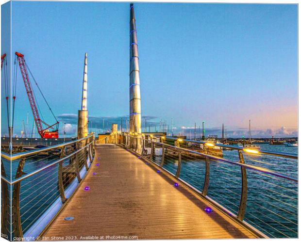 Torquay harbour footbridge  Canvas Print by Ian Stone