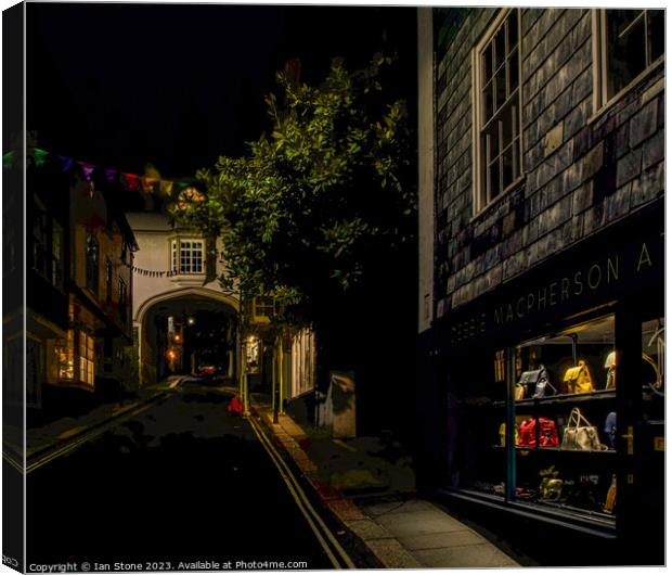 Totnes high street at night  Canvas Print by Ian Stone