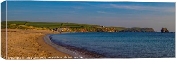 Thurlestone and South Milton Sands panorama. Canvas Print by Ian Stone