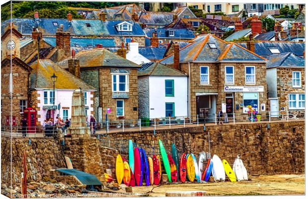 Vibrant Boards at Mousehole Harbour Canvas Print by Ian Stone