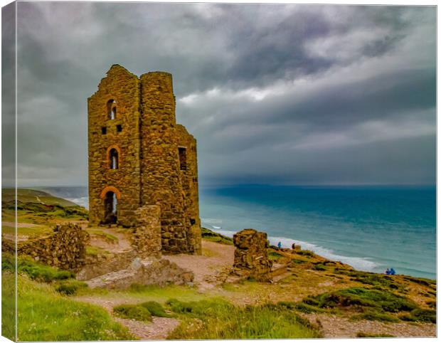 Blustery day at Wheal Coates mine Canvas Print by Ian Stone
