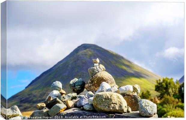 Stone cairn and Glamaig Canvas Print by Rosaline Napier