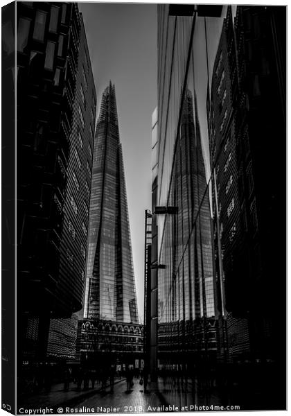 Shard London in black and white Canvas Print by Rosaline Napier