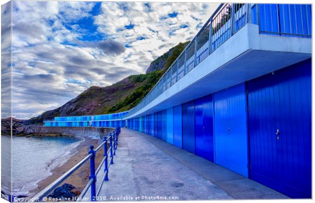 Blue beach huts Canvas Print by Rosaline Napier