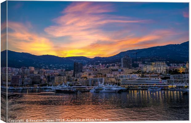 Monte Carlo at sunset Canvas Print by Rosaline Napier