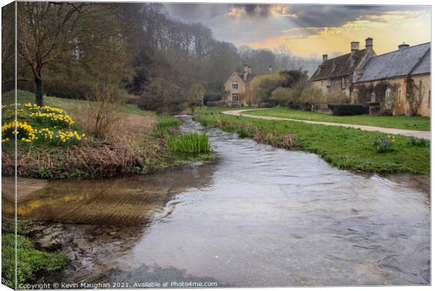 A Serene View of Lower Slaughter Canvas Print by Kevin Maughan