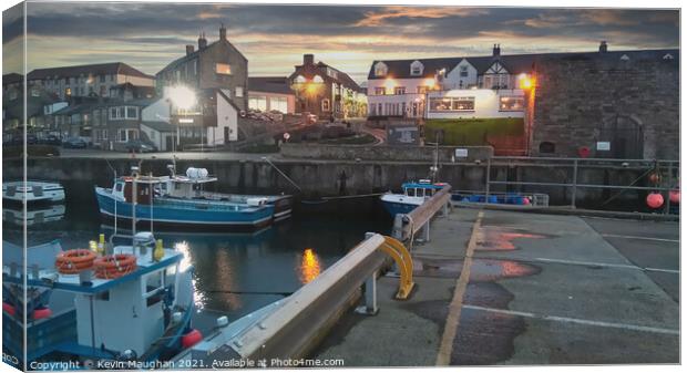 Seahouses Harbour At Night Canvas Print by Kevin Maughan