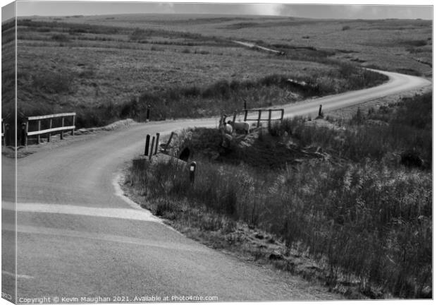 The Long Winding Road To Tan Hill (Greyscale) Canvas Print by Kevin Maughan