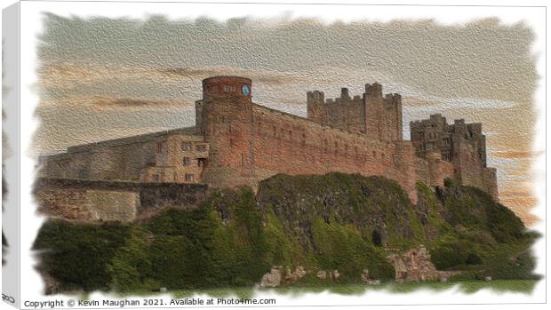 Bamburgh Castle Northumberland (Oil Painting Style) Canvas Print by Kevin Maughan