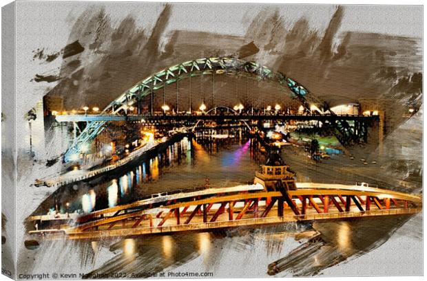 Bridges Over The Tyne (Digital Art) Canvas Print by Kevin Maughan