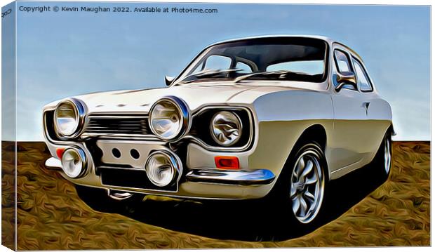 The Cartoonified Classic: Ford Escort 1971 Canvas Print by Kevin Maughan
