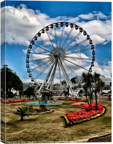 Ferris Wheel In Torquay (Digital Art) Canvas Print by Kevin Maughan
