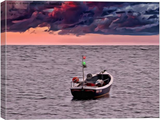Stormy Skies For Fishing In Tynemouth (Digital Art) Canvas Print by Kevin Maughan