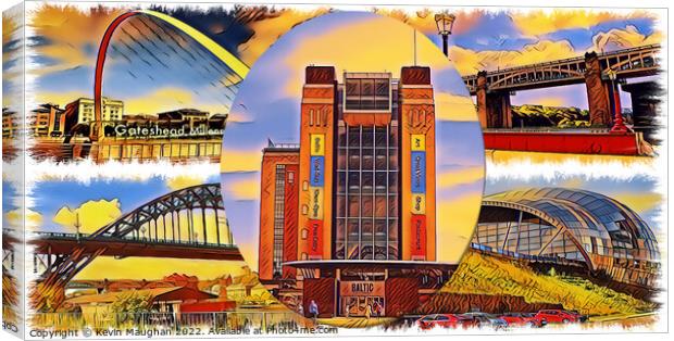 Newcastle And Gateshead (Digital Art Collage) Canvas Print by Kevin Maughan