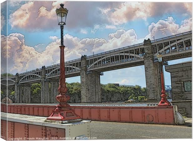 High Level Bridge Newcastle (Sketch Style Image) Canvas Print by Kevin Maughan