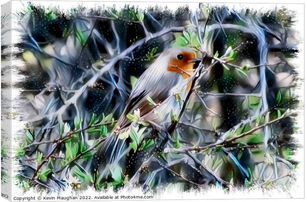 Robin In The Tree (Digital Art) Canvas Print by Kevin Maughan