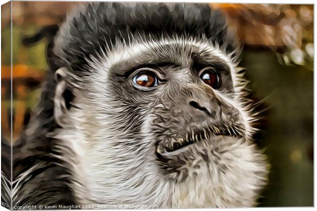 Majestic Colobus Monkey in a Digital Art Masterpie Canvas Print by Kevin Maughan