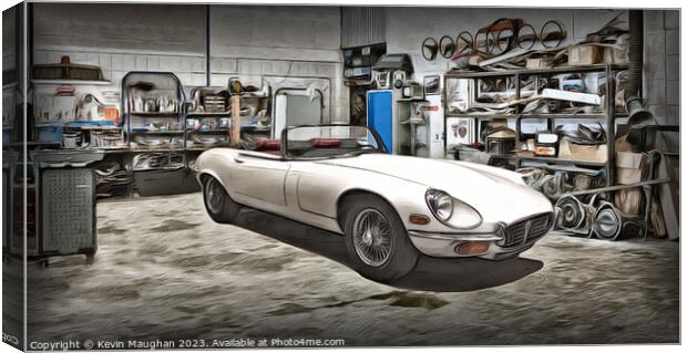 Stylish, Vintage 1974 E-Type Jaguar Sketch Canvas Print by Kevin Maughan