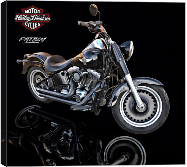 Harley Davidson Fat Boy Motorbike Canvas Print by Kevin Maughan