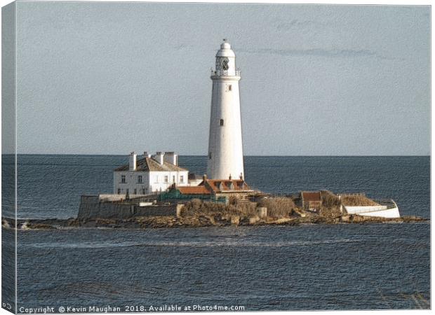 Whitley Bay Lighthouse Sketch Drawing Style Canvas Print by Kevin Maughan