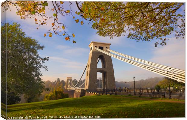Clifton Suspension Bridge, Autumn, Bristol Canvas Print by Tony Howell