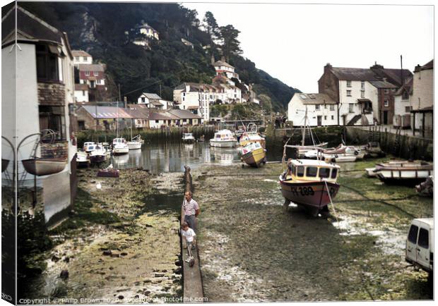 Polperro in Cornwall, around 1988 - Colorized Canvas Print by Philip Brown