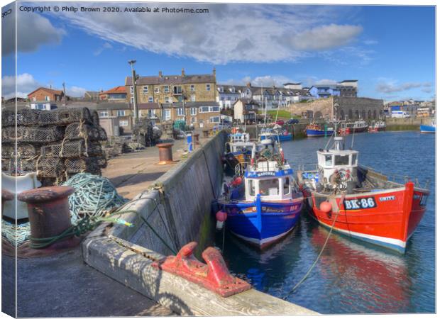 Fishing Boats at Seahouses Harbour Cropped Canvas Print by Philip Brown