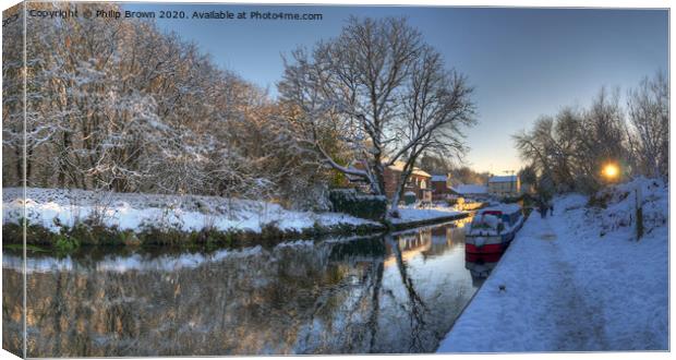 Winter Snow on a Midlands Canal Canvas Print by Philip Brown