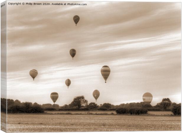 Hot Air Balloons Over Wiltshire Canvas Print by Philip Brown